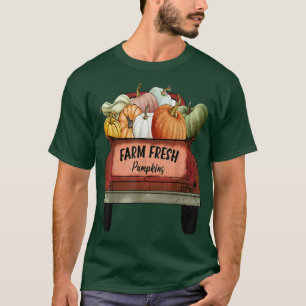 Vintage Farm Fresh Pumpkins Truck Fall Funny Hallo T-Shirt