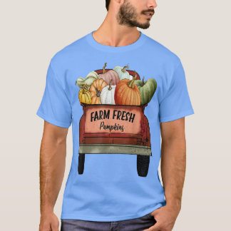 Vintage Farm Fresh Pumpkins Truck Fall Funny Hallo T-Shirt