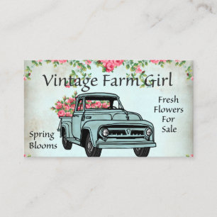 Vintage Farm girl add text Business Card