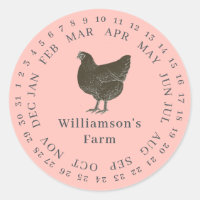 Vintage Farm Hen Encircled Date Egg Carton Pink
