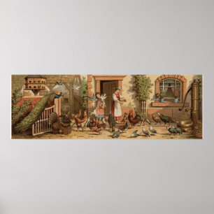 Vintage Farm House mother and Daughter Print