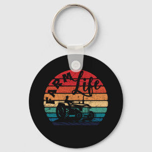 Vintage Farm Life Farming Tractor Family Farmer Key Ring