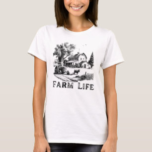 Vintage Farm Life - Rustic Barn & Tractor Design T-Shirt