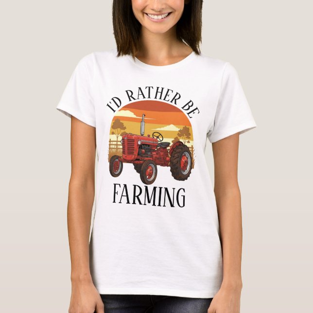Vintage Farm Life Tractor Sunset T-Shirt (Front)