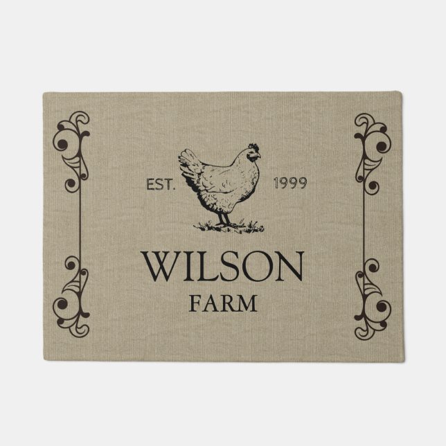 Vintage Farm⎢ Personalised Door Mat (Front)