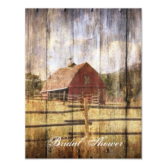vintage farm redbarn western country bridal shower card