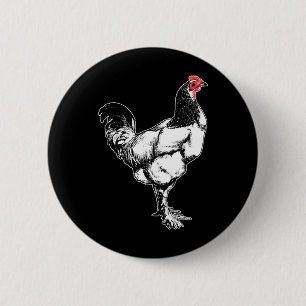 Vintage Farm Rooster Minimalist Chicken Design _1 6 Cm Round Badge