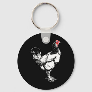 Vintage Farm Rooster Minimalist Chicken Design _1 Key Ring