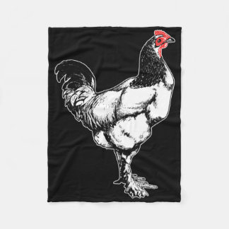 Vintage Farm Rooster Minimalist Chicken Design _4  Fleece Blanket