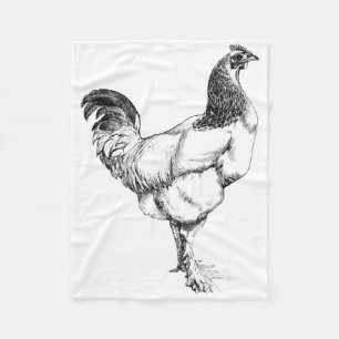 Vintage Farm Rooster Minimalist Chicken Design Fleece Blanket