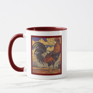 Vintage Farm Rooster Retro Country Illustration Mug