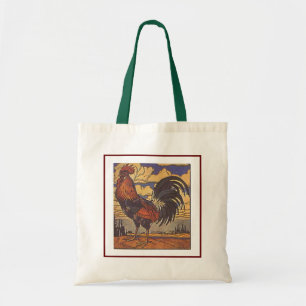 Vintage Farm Rooster Retro Country Illustration Tote Bag