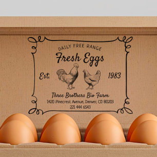 Vintage Farm Rustic Large Custom Egg Carton  Rubber Stamp
