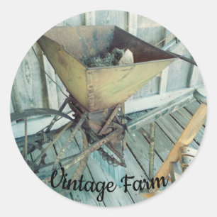 Vintage farm Seeder Planter Equipment Classic Round Sticker