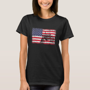 Vintage Farm Tractor 4th Of July Usa Flag Patrioti T-Shirt