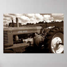 Vintage Farm Tractor Mechanics CloseUp Sepia print