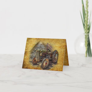 Vintage Farm Tractor Old Barn Shed Announcement