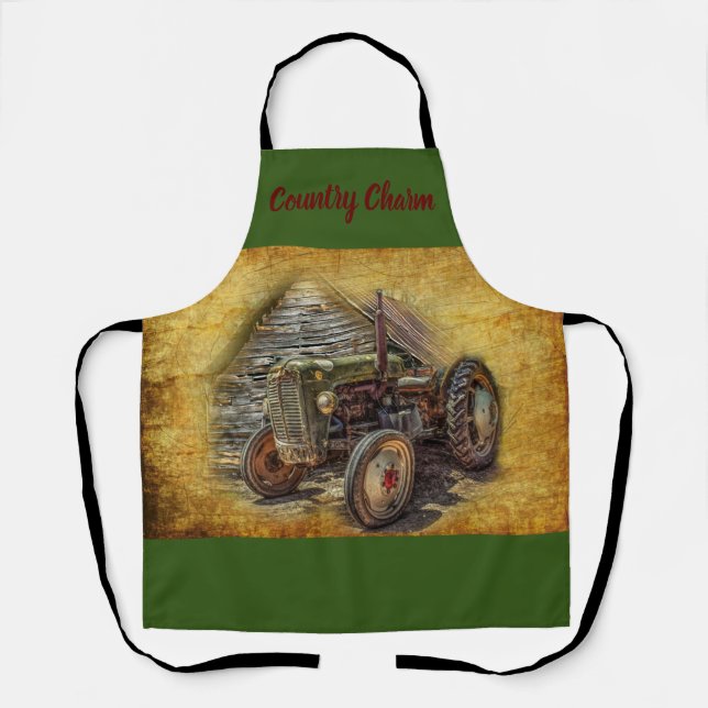 Vintage Farm Tractor Old Barn Shed Apron (Front)