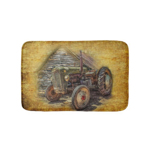 Vintage Farm Tractor Old Barn Shed Bath Mat