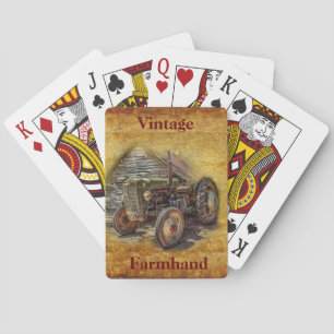Vintage Farm Tractor Old Barn Shed Playing Cards
