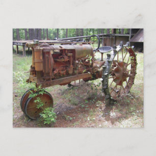 vintage farm tractor postcard