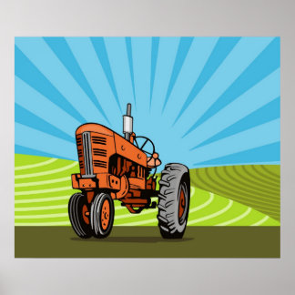 vintage farm tractor poster