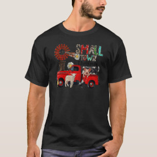 Vintage Farm Truck Red Barn Small Town Christmas F T-Shirt