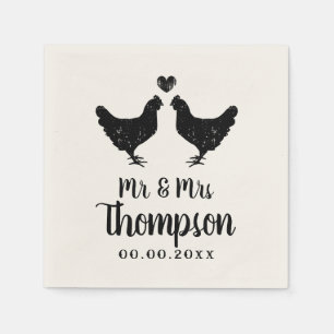 Vintage farm wedding napkins with custom name