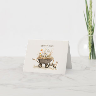 Vintage Farm Wildflower Hen Thank You Card