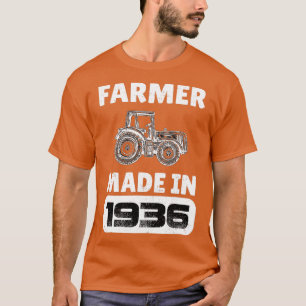 Vintage Farmer Born In 1936 87 Years Old Fathers D T-Shirt