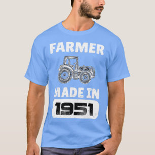 Vintage Farmer Born In 1951 72 Years Old Fathers D T-Shirt