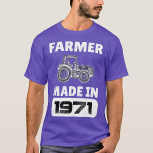 Vintage Farmer Born In 1971 52 Years Old Fathers D T-Shirt