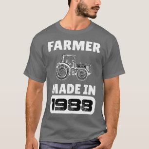 Vintage Farmer Born In 1988 35 Years Old Fathers D T-Shirt
