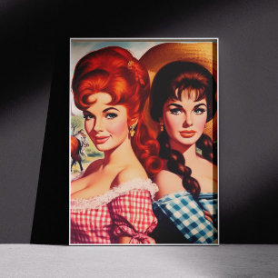 Vintage Farmer Girl Pin-ups Poster
