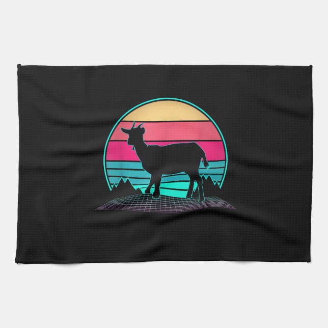 Vintage Farmer Goat Gift Tea Towel (Horizontal)
