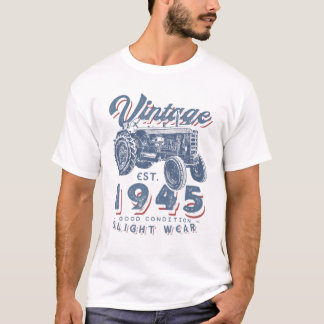 Vintage Farmer Tractor Established 1945 77Th Birth T-Shirt