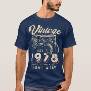 Vintage Farmer Tractor established 1978 44th Birth T-Shirt