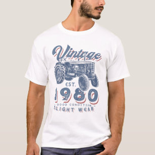 Vintage Farmer Tractor Established 1980 42Nd Birth T-Shirt