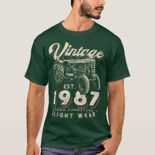 Vintage Farmer Tractor established 1987 35th Birth T-Shirt
