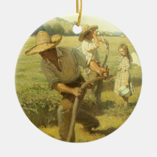 Vintage Farmers, Back to the Farm by NC Wyeth Ceramic Tree Decoration