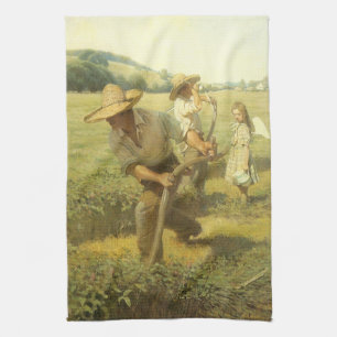 Vintage Farmers, Back to the Farm by NC Wyeth Tea Towel