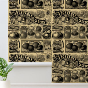 Vintage Farmers Market Vegetable Garden Pattern Wallpaper