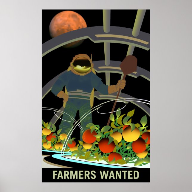 Vintage "Farmers Wanted" Mars Recruitment Poster (Front)