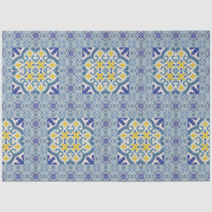 Vintage Farmhouse Blue White Yellow Decoupage Tissue Paper