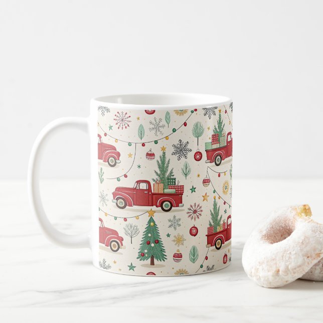 Vintage Farmhouse Christmas  Coffee Mug (With Donut)