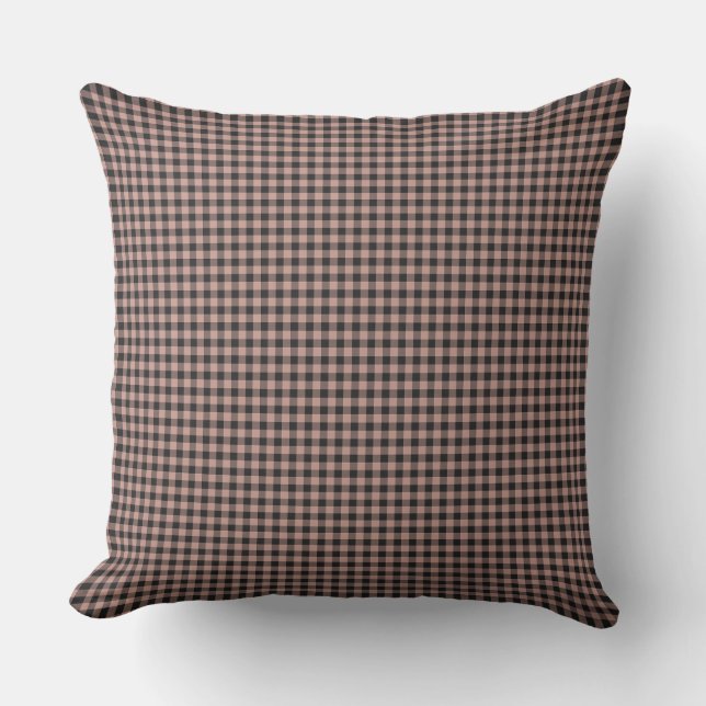 Vintage Farmhouse Gingham/Brown Cushion (Front)