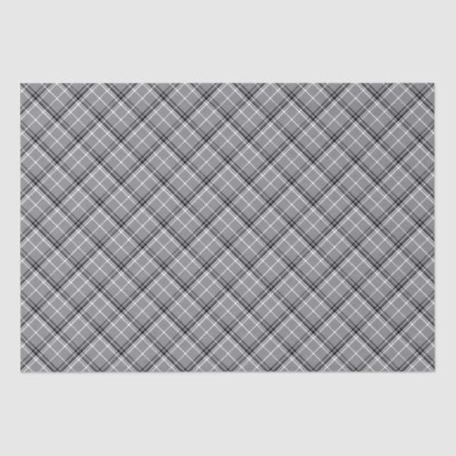 Vintage farmhouse grayscale plaid diagonal pattern tissue paper (Front)