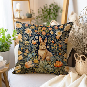 Vintage Farmhouse Rabbit in a Floral Garden Cushion