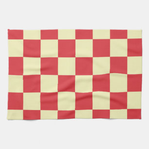 Vintage Farmhouse Red and Cream Chequered Tea Towel
