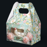 Vintage Farmhouse Rustic Hen & Floral Easter  Favour Box<br><div class="desc">Celebrate Easter with this vintage farmhouse favour box, featuring a beautifully illustrated hen resting in a rustic suitcase, surrounded by soft pastel florals on a delicate blue background. This shabby chic gift box is perfect for Easter treats, party favours, and spring celebrations. Whether you're hosting an Easter brunch, baby shower,...</div>